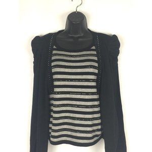 SAN Paulo Women's L/S Black & Gray Sweater embellished Size Medium,  NWT $189